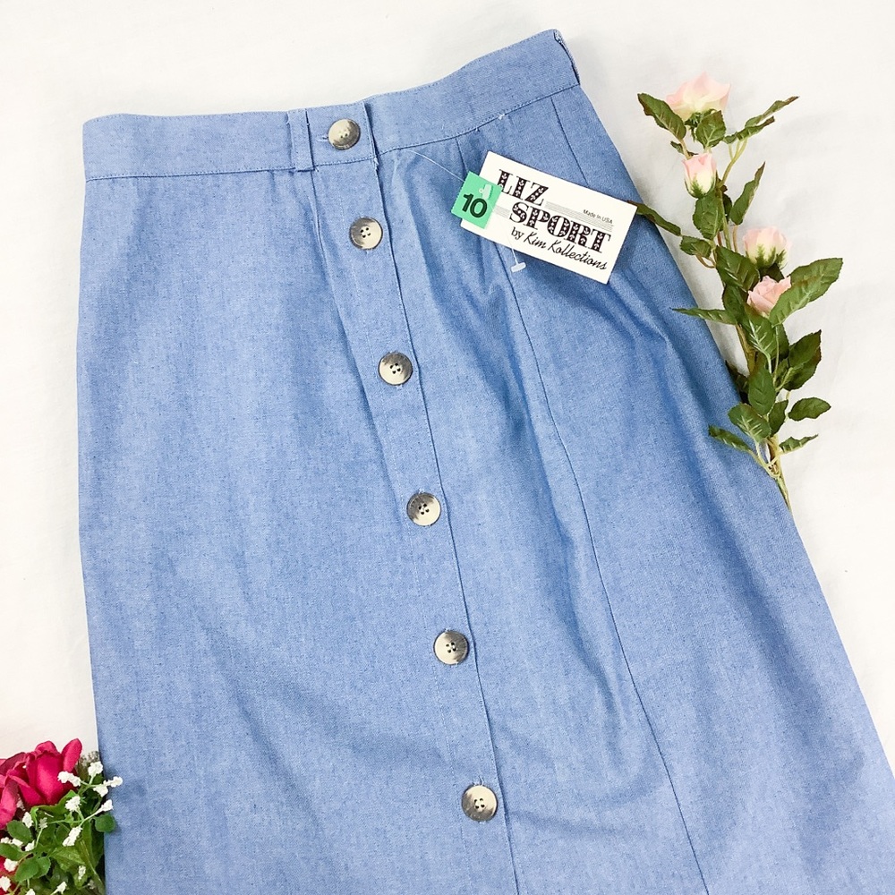 NWT vintage button up denim midi skirt - Picture 2 of 5